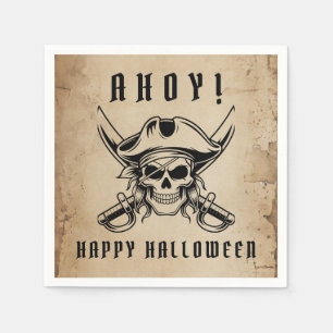 Vintage Pirat Skalle Halloweenfest  Pappersservett