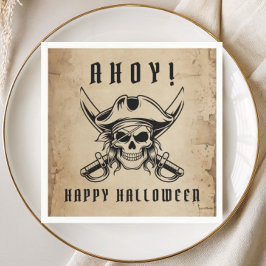 Vintage Pirat Skalle Halloweenfest Pappersservett