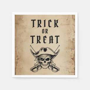 Vintage Pirat Skalle Trick Or Treat Halloween Pappersservett