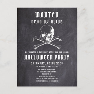 Vintage Pirat Skull & Bones Black Halloween fest Inbjudan Vykort