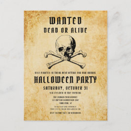 Vintage Pirat Skull & Bones Halloween Inbjudan Vykort