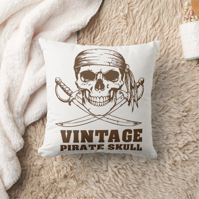 Vintage Pirat Skull Kudde (Filt)