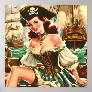 Vintage Pirat-stift upp Poster