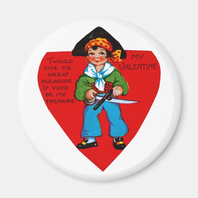 Vintage Pirat Valentine Magnet (Framsidan)