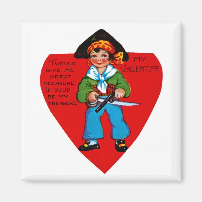 Vintage Pirat Valentine Magnet (Framsidan)