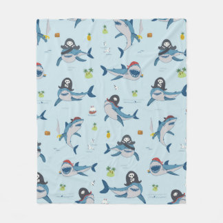 Vintage pirate shark funny sea animal wild hand dr fleecefilt