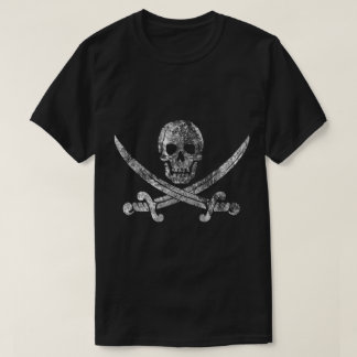 Vintage Pirate Skull and Crossed Swords Design T Shirt