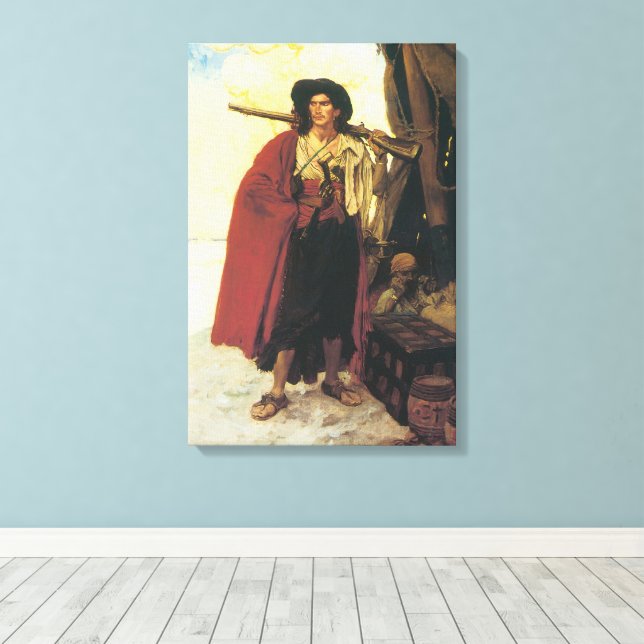 Vintage Pirater Buccaneer var en Picturesque Fello Canvastryck (Insitu (trägolv))
