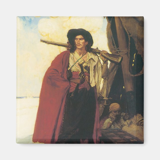 Vintage Pirater Buccaneer var en Picturesque Fello Magnet (Framsidan)