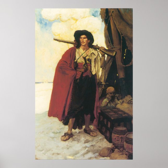 Vintage Pirater Buccaneer var en Picturesque Fello Poster (Framsidan)