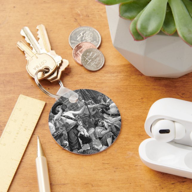 Vintage Pirater Fighting and Drinking on Frakt Nyckelring (Skrivbord)