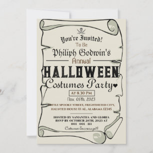 Vintage Pirater Halloween Costume Party Inbjudningar