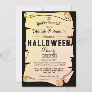 Vintage Pirater Halloween Costume Party Inbjudningar
