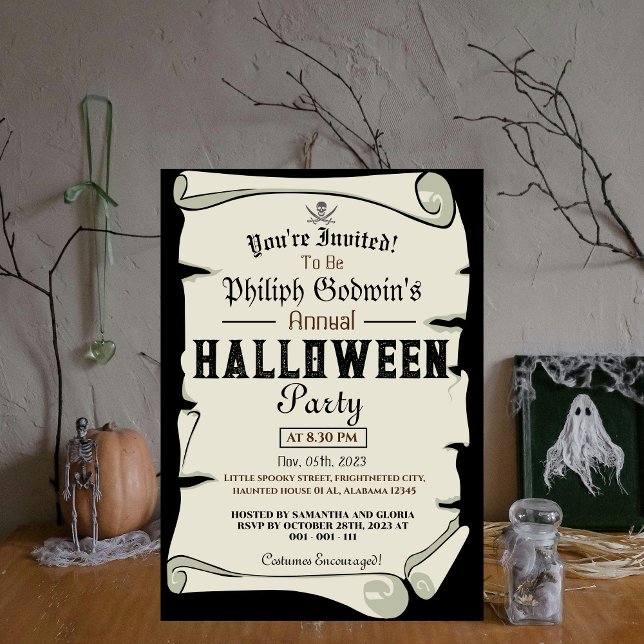 Vintage Pirater Halloween Costume Party Inbjudningar (Skapare uppladdad)