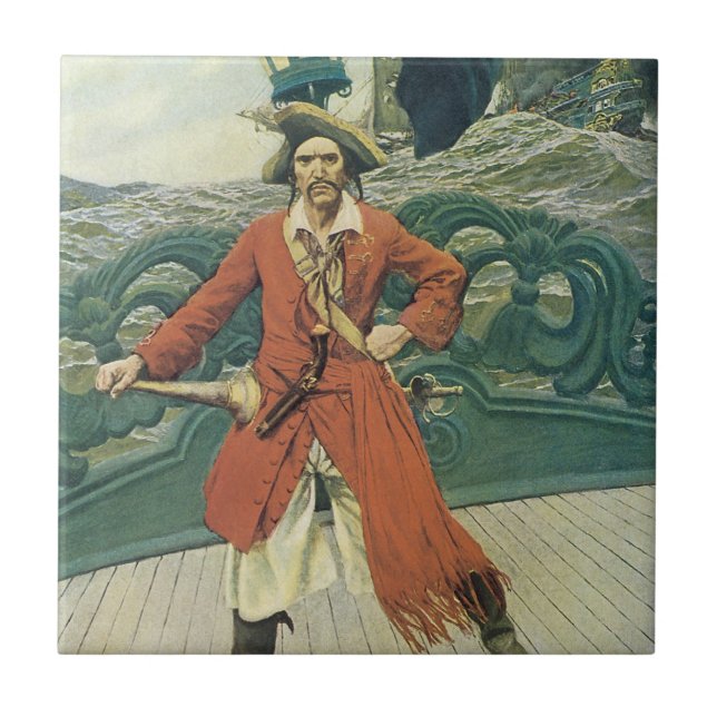 Vintage Pirater, kapten Keitt av Howard Pyle Kakelplatta (Framsidan)