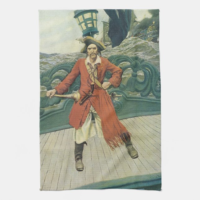 Vintage Pirater, kapten Keitt av Howard Pyle Kökshandduk (Vertikal)