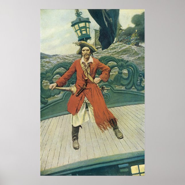 Vintage Pirater, kapten Keitt av Howard Pyle Poster (Framsidan)
