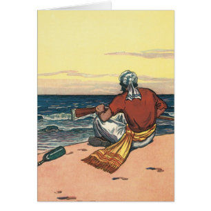 Vintage Pirater, maroonerad på en ö i öster Hälsningskort