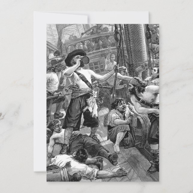 Vintage Pirater, Vuxen Födelsedagsfest Inbjudningar (Framsida)