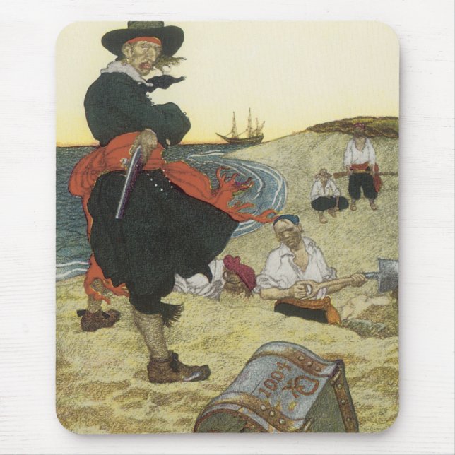 Vintage Pirater, William Kidd Burying Treasure Musmatta (Framsidan)