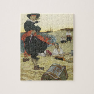 Vintage Pirater, William Kidd Burying Treasure Pussel