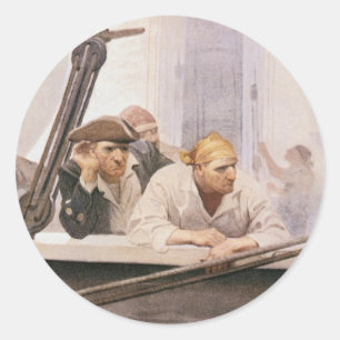 Vintage Pirates Brig Covenant i dimma av NC Wyeth Runt Klistermärke