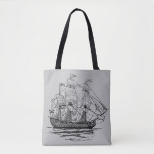Vintage Pirates Galleon, skiss av ett 74 kanoners Tygkasse