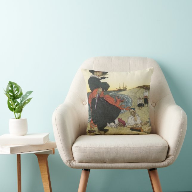 Vintage Pirates, William Kidd Burying Treasure Kudde (Stol)