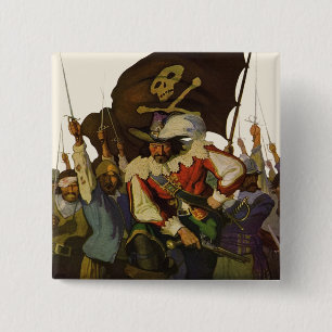 Vintage Piratliv 1921 illustration Knapp