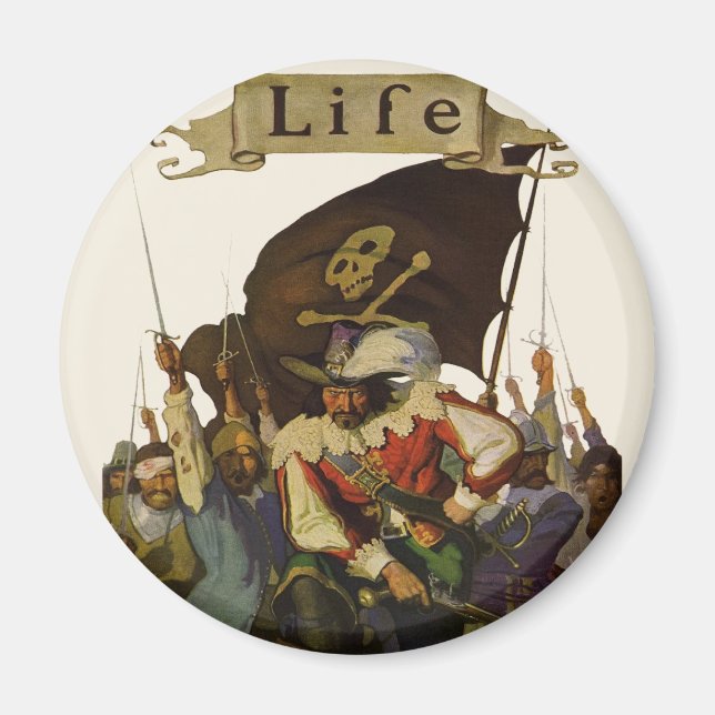 Vintage Piratliv 1921 illustration Magnet (Framsidan)