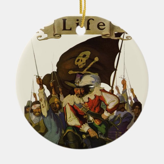 Vintage Piratliv Wyeth-illustration Julgransprydnad Keramik (Framsidan)