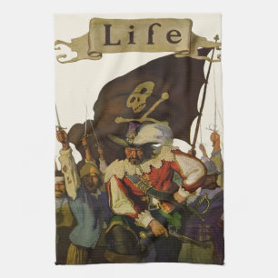Vintage Piratliv Wyeth-illustration Kökshandduk