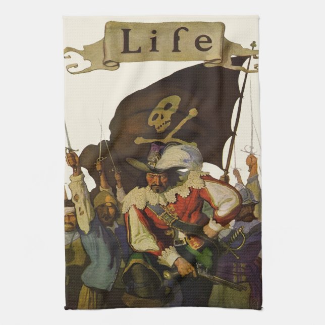 Vintage Piratliv Wyeth-illustration Kökshandduk (Vertikal)