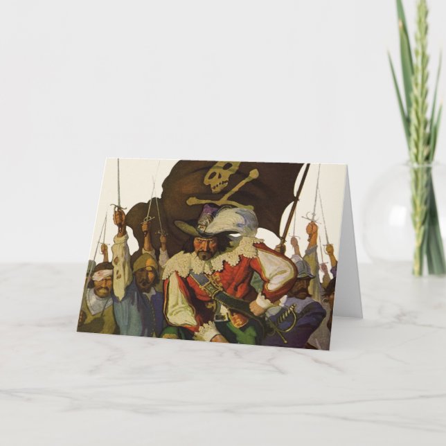 Vintage Piratliv Wyeth-illustration Kort (Framsida)