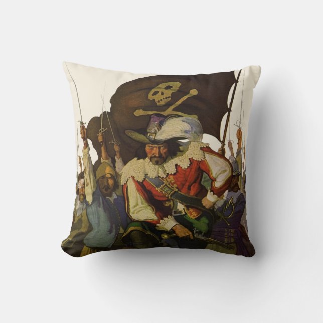 Vintage Piratliv Wyeth-illustration Kudde (Framsida)