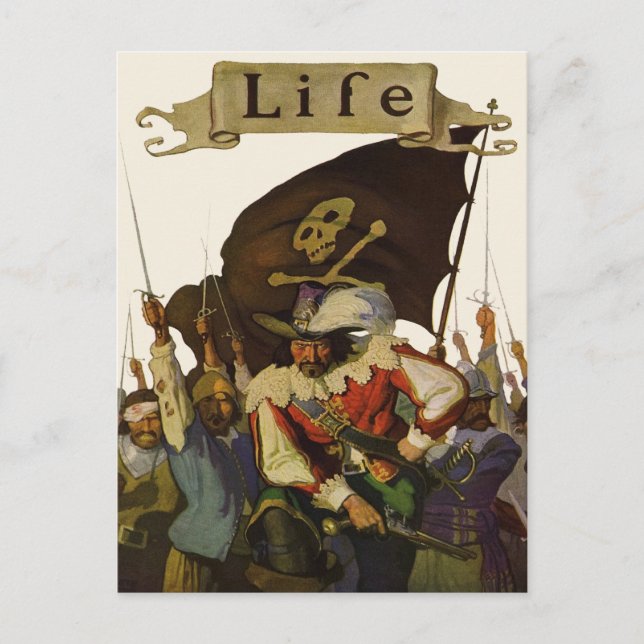 Vintage Piratliv Wyeth-illustration Vykort (Framsida)