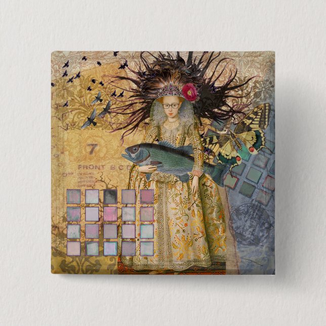 Vintage Pisces Woman gotiic Classic Knapp (Framsida)