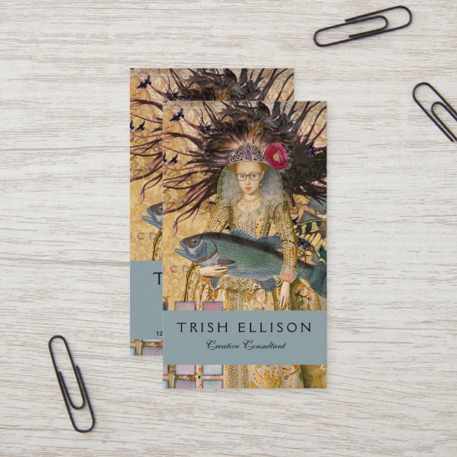 Vintage Pisces Woman gotiic Classic Visitkort (Fram/Back In Situ)