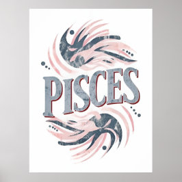 Vintage Pisces Zodiac-tecken Poster