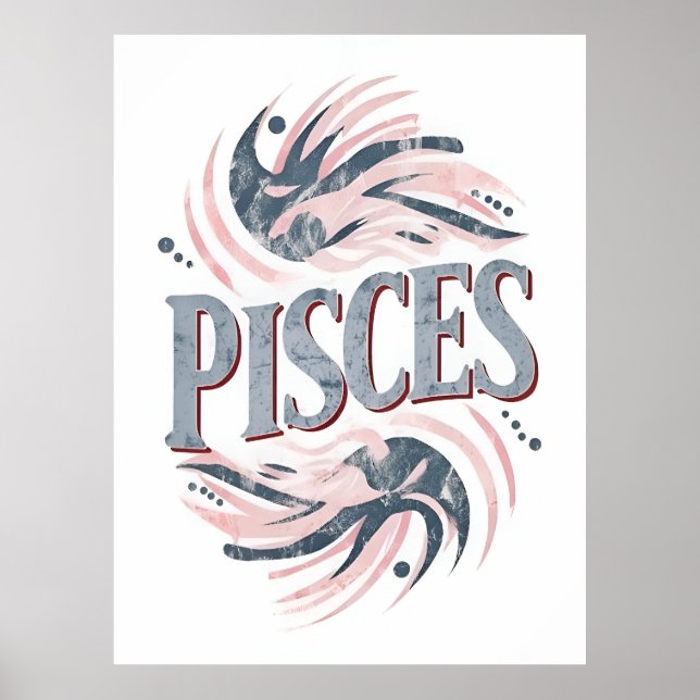 Vintage Pisces Zodiac-tecken Poster (Framsidan)