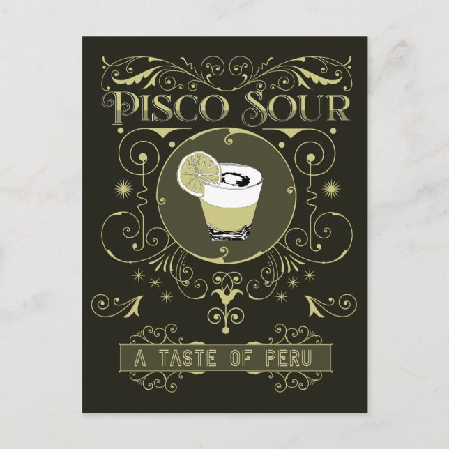 Vintage Pisco Sour Vykort (Framsida)