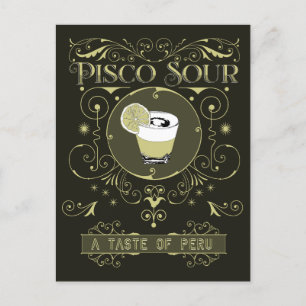 Vintage Pisco Sour-vykort Vykort