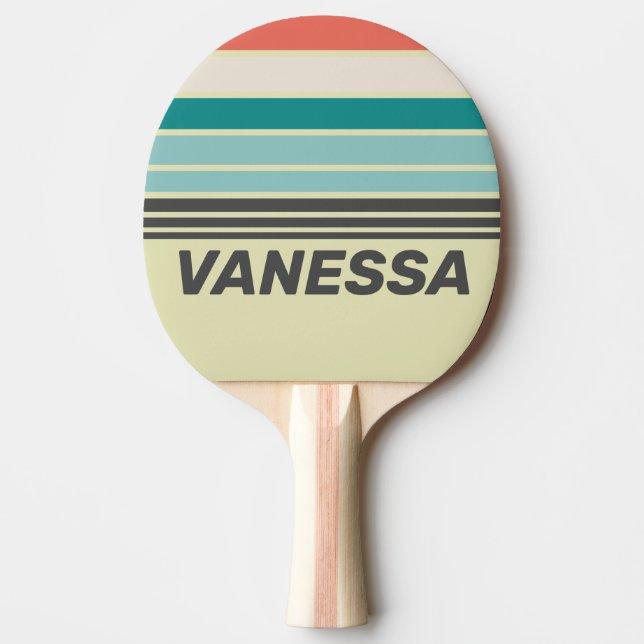 Vintage Pistage Horizon-randig med namn Pingisracket (Framsidan)