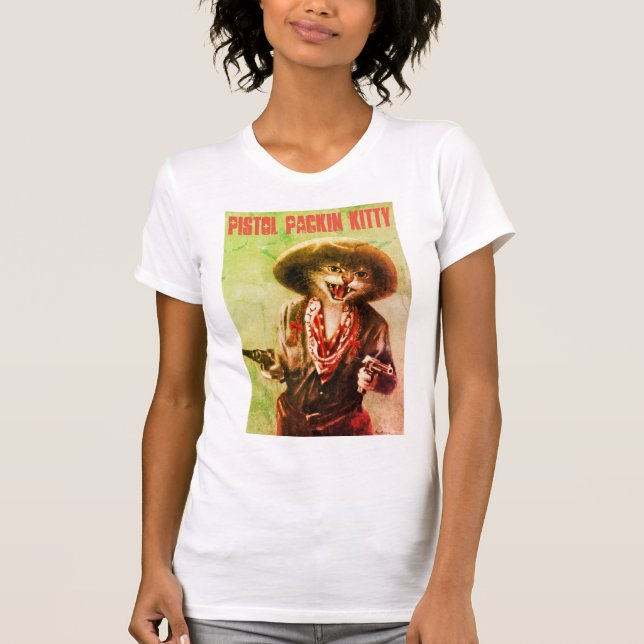 Vintage Pistol Pakin Kattunge Kvinnors T-shirt (Framsida)
