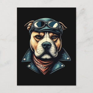 Vintage Pitbull-Biker Vykort