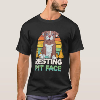 Vintage Pitbull Restpit Ansikte Rolig hund Älskare T Shirt