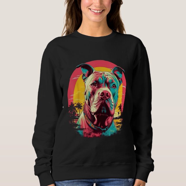 Vintage Pitbull  Sunset T Shirt (Framsida)
