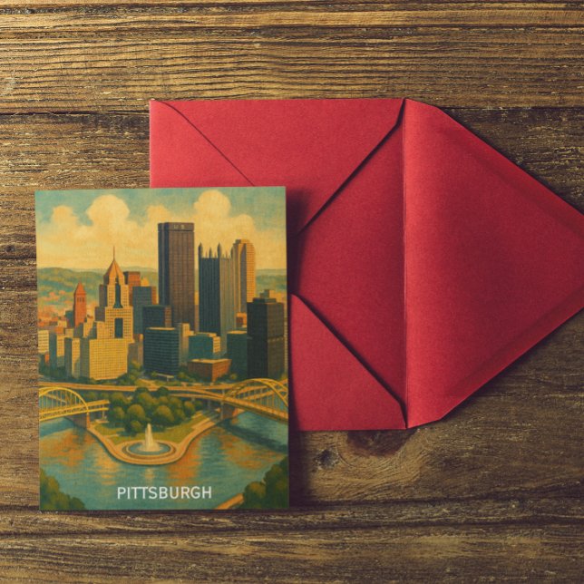 Vintage Pittsburgh Pennsylvania Skyline Vykort (Vintage Pittsburgh Pennsylvania Skyline Travel Postcard)