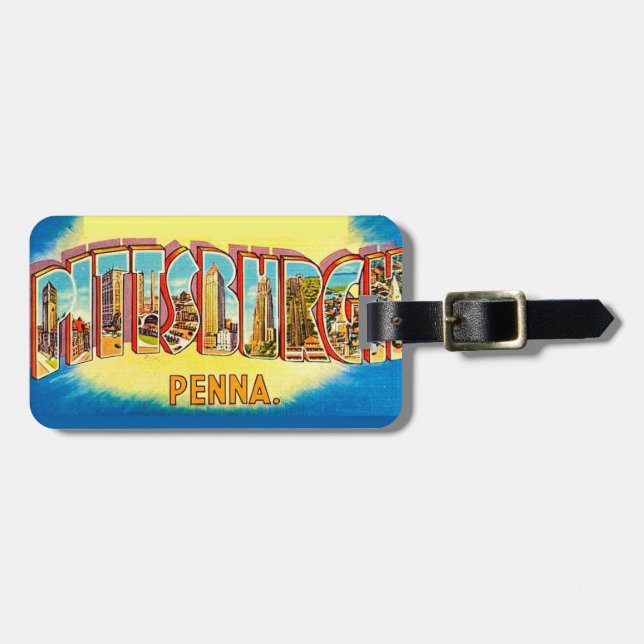 Vintage Pittsburgh Postcard Luggage Tag Bagagebricka (Horisontell Framsida)