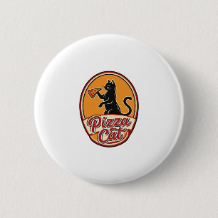 Vintage Pizzakatt Retro Rolig Kattälskare Design_1 Knapp